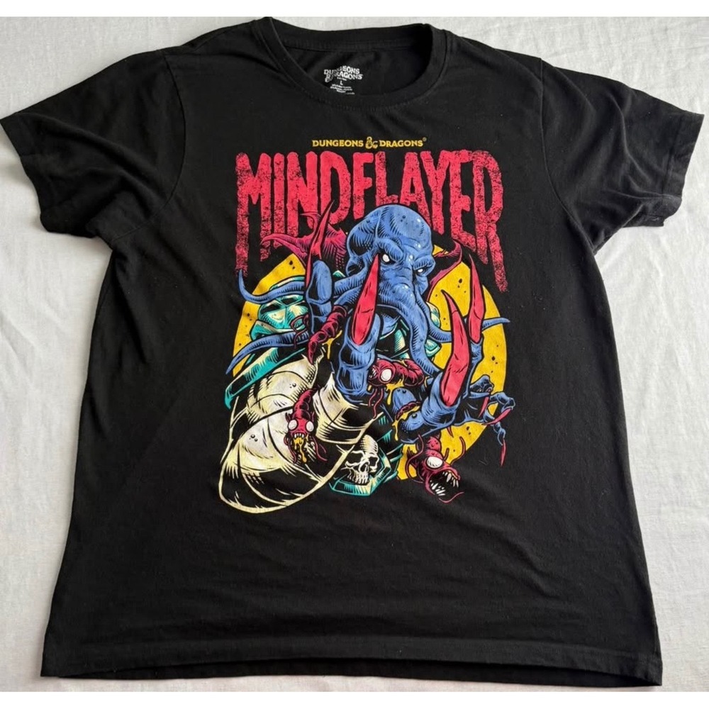 Dungeons & Dragons Mindflayer Graphic T-Shirt Mens Large Black D&D RPG Monster